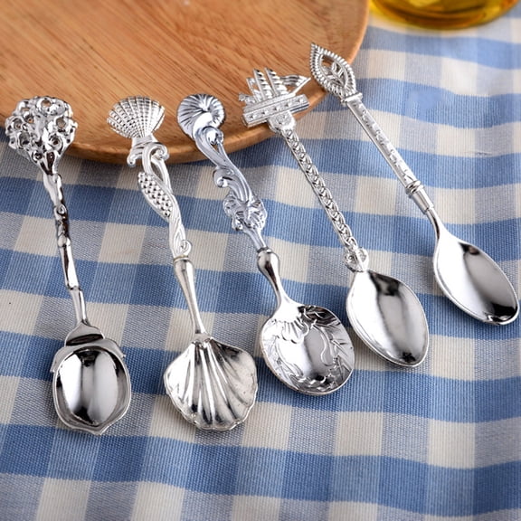 Dinnerware Sets Clearance! Versatile Mini Retro Spoon for Kitchen and Bar Use – for Serving Dessert Ice and More – Ideal Table Decoration for Parties 5 Spoons