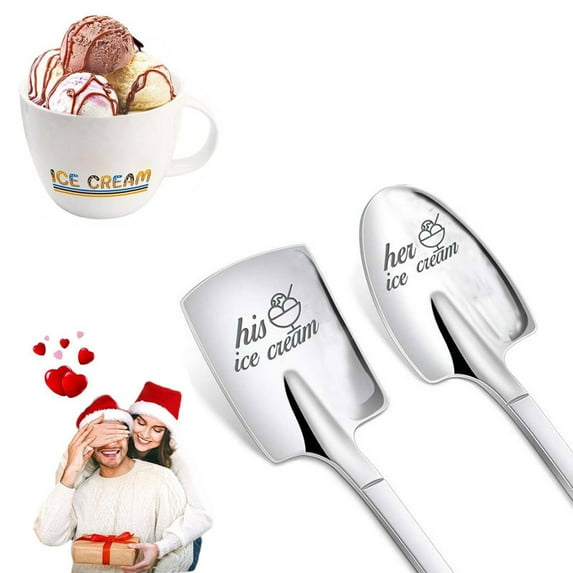 Dinnerware Sets Clearance! for Him Her His and Hers Ice Spoons Stainless Engraved Coffee Spoons Couples for Anniversary Engagement Birthday 1 Spoon