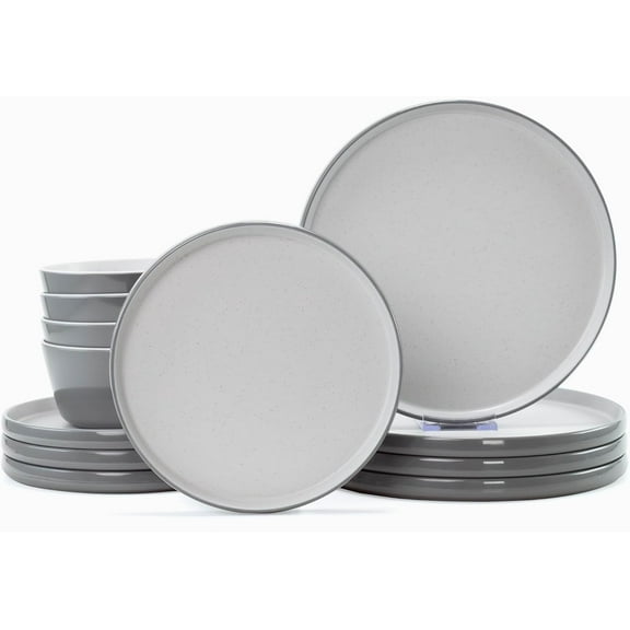 Dinnerware Sets, Plates and Bowls Sets 12 Pcs, Plates, Dish Set for 4, Unbreakable Dinnerware Set for Party, Suitable Indoors and Outdoors