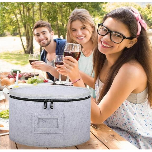 Dinnerware Storage Containers Set, Perfect for Dish Storage with Felt Plate Dividers, and Cup Storage, Quilted Containers To Keep Your Heirlooms and Fine China Protected and Organized -18X14cm