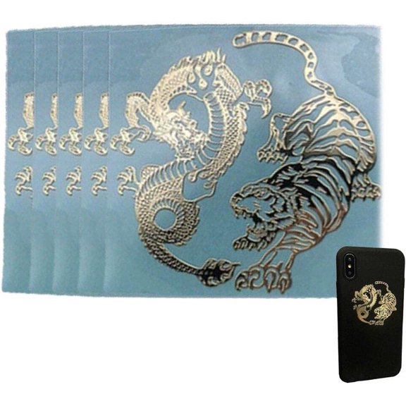 Dinntty Mobile Phone Stickers - 5pcs Dragon Metal Scrapbook Stickers Self-adhesive Decoration for Mobile Phone & Laptop