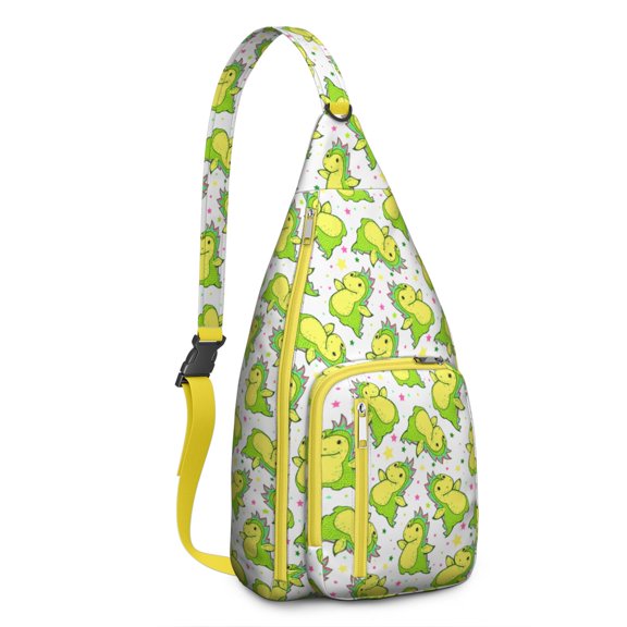 Dino Age Sling Cooler Bag - Cartoon Dinosaur Pattern Tote, Leakproof Container for School & Travel