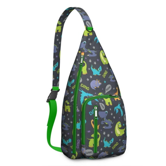 Dino Age Sling Cooler Bag&nbsp;- Cartoon Dinosaur Pattern Tote, Leakproof Container for School & Travel