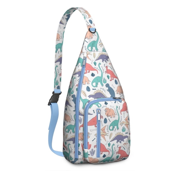 Dino Age Sling Cooler Bag - Cartoon Dinosaur Pattern Tote, Leakproof Container for School & Travel