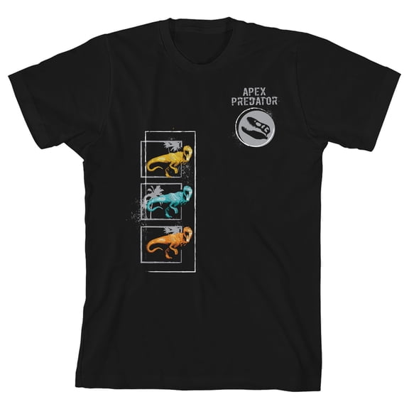 Dino Apex Predator Youth Black Short Sleeve Crew Neck Tee-XL