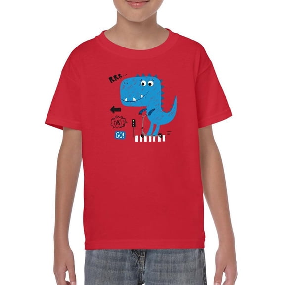 Dino Baby On Scooter Street  T-Shirt Juniors -Image by Shutterstock,  x-Small