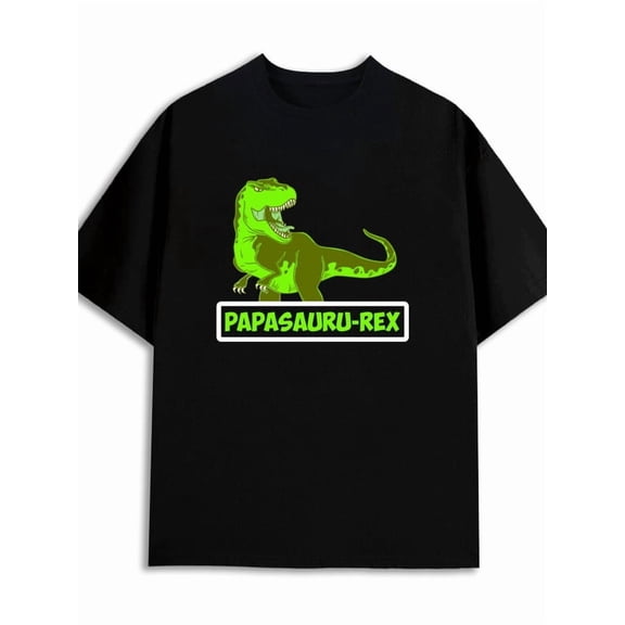 Dino Dad T-Shirt funny humor t shirt print men 180G 100% Cotton black Everyday wear, suitable for the office, dates, and going out vintage work Classic Unisex Shirt Graphic Tee tshirts