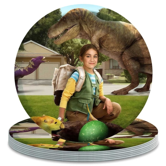 Dino Dana Themed Birthday Disposable Tableware - 7 Inch Paper Plates Party Supply Decorations