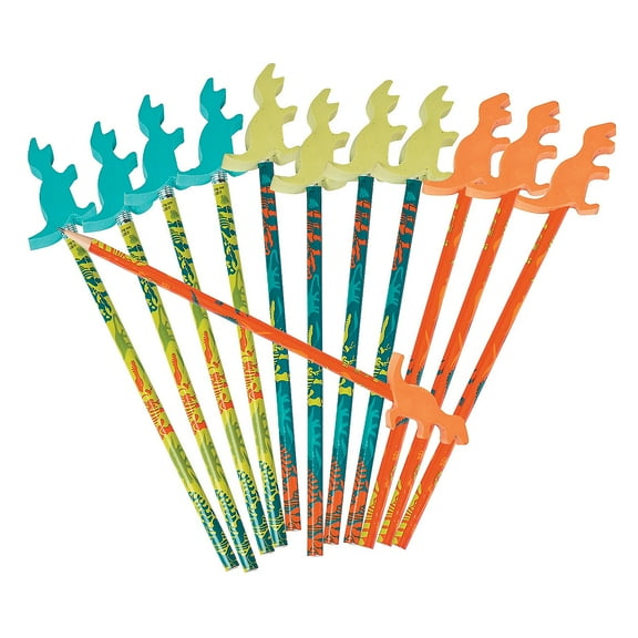 Dino Dig Pencils W/Erasers - Party Favors - 12 Pieces