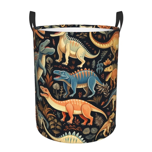 Dino Dinosaur Art Foldable Laundry Hamper with Handle Storage Basket for Clothes Toys & Organizing