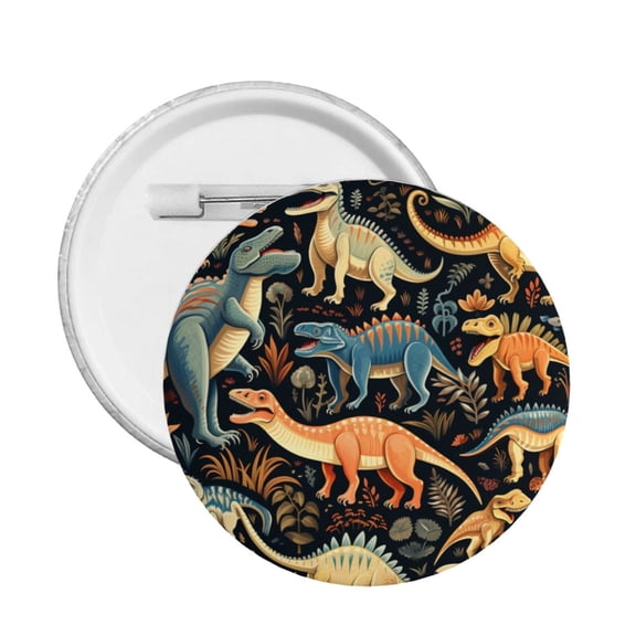 Dino Dinosaur Art Round Button Pin Badge 5PCS Pinback Buttons Lapel Pin for Jacket, Backpack, Hat, Party Favor, Gift