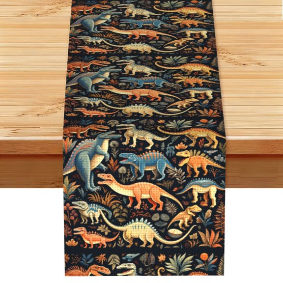 Dino Dinosaur Art Table Runner 13x72 Inch for Dining Table Kitchen Wedding Party Decor Fireplace Mantle