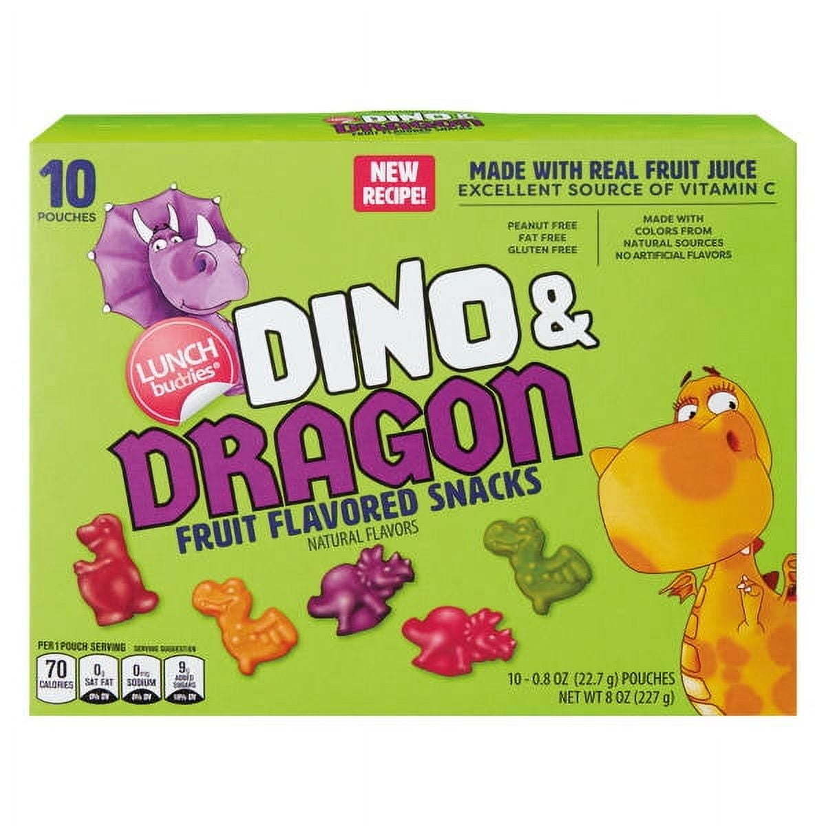 Lunch Buddies Dino & Dragon Shaped Fruit Flavored Snacks, 10 count