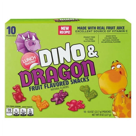 Dino & Dragon Shaped Fruit Flavored Snacks, 10 count- Pack of 5
