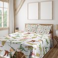 thumbnail image 1 of Ambesonne Dino Emoji Fitted & Top Sheet Set with Shams, Pastel Dinosaur Print, White Green and Rust, 1 of 5