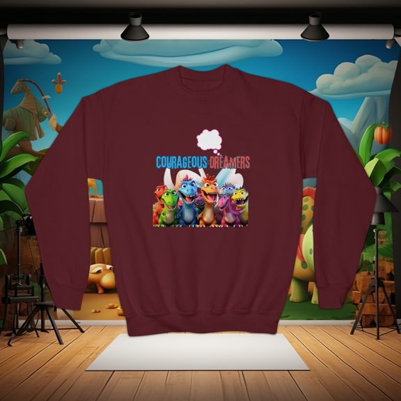 Dino-Explorer's Delight: Kids' Crewneck Shirt Youth Crewneck Sweatshirt