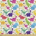 thumbnail image 1 of Ambesonne Dinosaur Fabric by the Yard Upholstery, Jurassic Wild Animals Joy, 1 Yard, Multicolor, 1 of 4