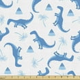 thumbnail image 1 of Ambesonne Dino Fabric by the Yard Upholstery, Dinosaurs Palms and Volcano, 3 Yards, Blue Pale Blue and White, 1 of 4
