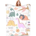 thumbnail image 1 of Dino Friends Funny Rainbows Eggs Blanket Throw Blanket Soft Fuzzy Travel Blanket for Bedroom Living Room Couch Office Car All Season Gift for Girls Boys Women Men 50"x40", 1 of 6