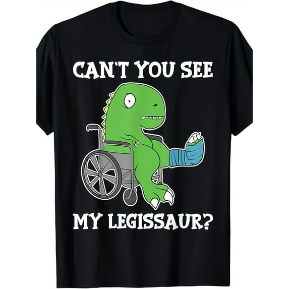 Dino Funny Get Well Broken Leg Gift Dinosaur With A Cast T-Shirt