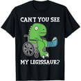 thumbnail image 1 of Dino Funny Get Well Broken Leg Gift Dinosaur with a Cast T-Shirt Black Medium, 1 of 3
