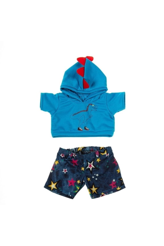 Plush Gear Dino Hoodie & Star Jean Shorts for 14-18 Inch Plush Toys  Fun & Stylish Outfit Set for Stuffed Animals