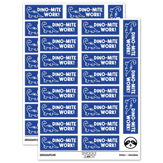 Dino-Mite Dynamite Great Work Teacher Student School Sticker Set - Dark Blue - Matte Finish - 2.00" Large