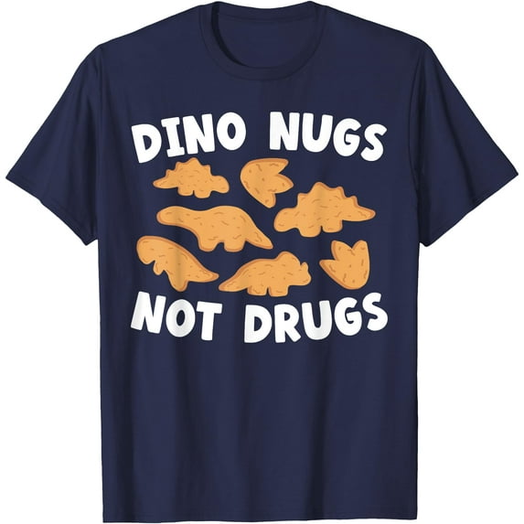 Dino Nugs Chicken Nugget Nuggy Fried Snack Unisex T-Shirt for Men Women Kids Toddler,Navy Color,Size 4XL