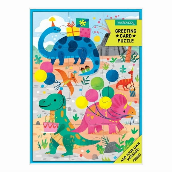 Dino Party Greeting Card Puzzle (Jigsaw)