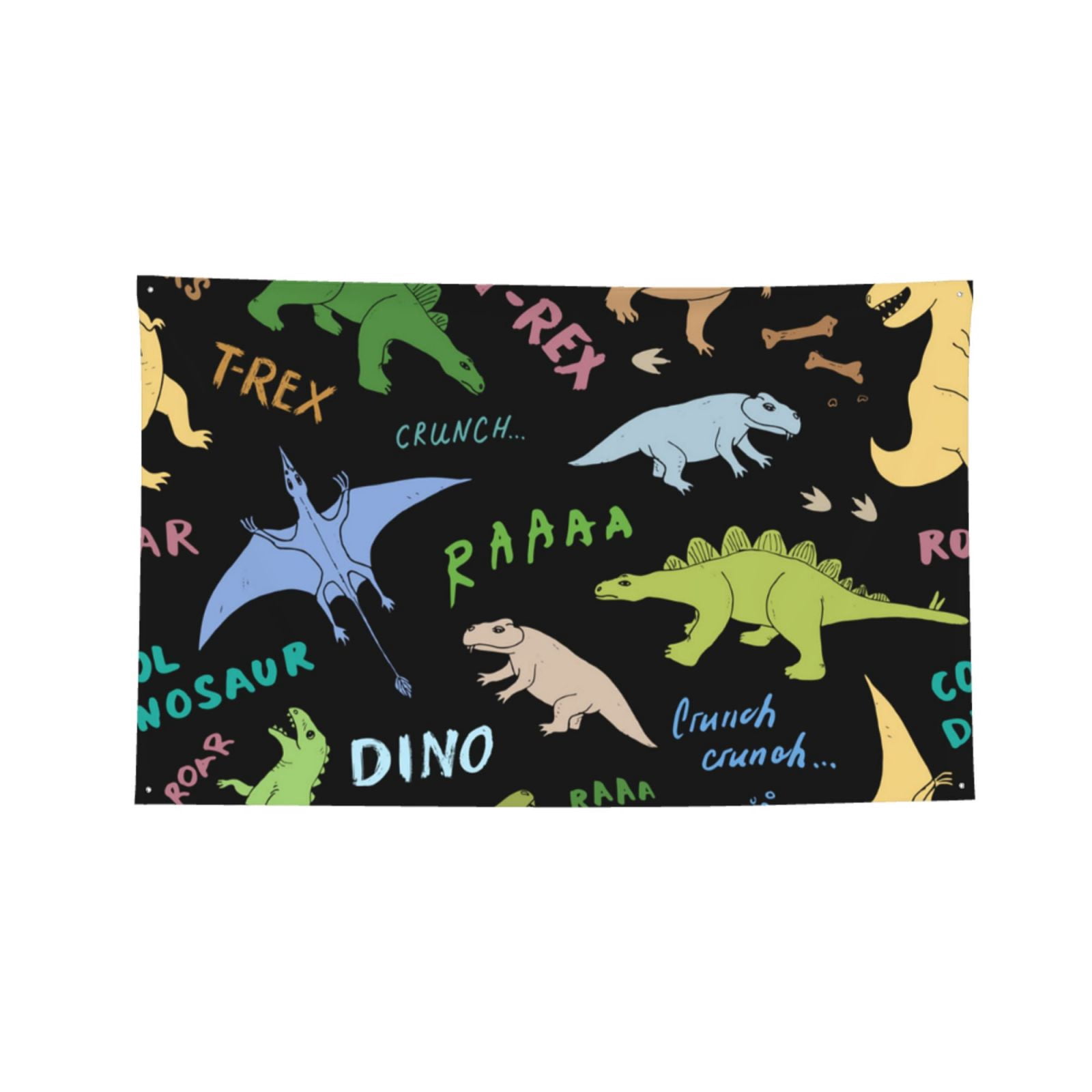 Dino Pattern Cute Cartoon Four Hole Decorated Banner Flag for Garden Yard Home Decoration Indoor Outdoor 4x6 Ft