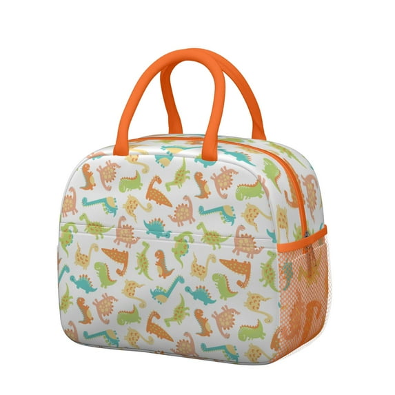 Dino Pattern Lunch Bag - Large Capacity Thermal Insulated Tote, Leakproof & Easy to Clean, Reinforced Handles for Longevity, Cute & Functional