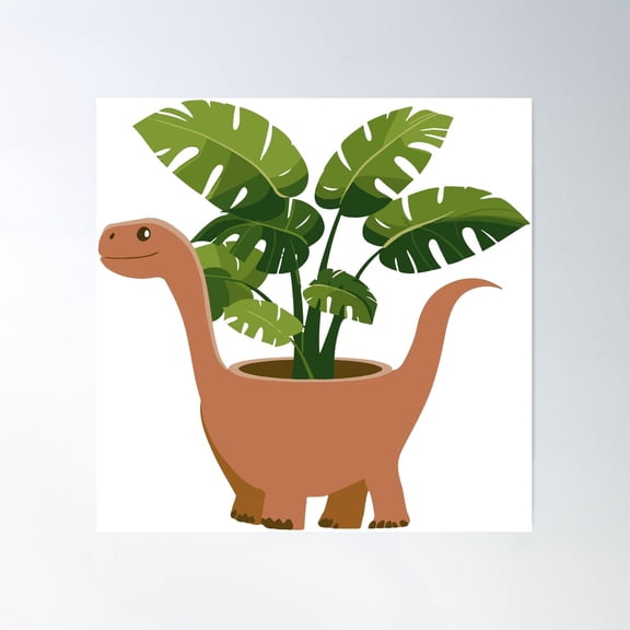 Dino Planty: Monstera Poster Wall Art, Modern Wall Decor For Living Room Bedroom, 16x16 UNFRAMED