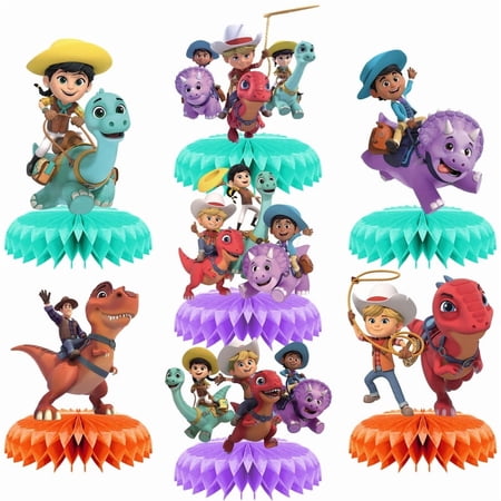 Dino Ranch Honeycomb Centerpieces Table Toppers Decorations for Birthday Party Decor Supplies