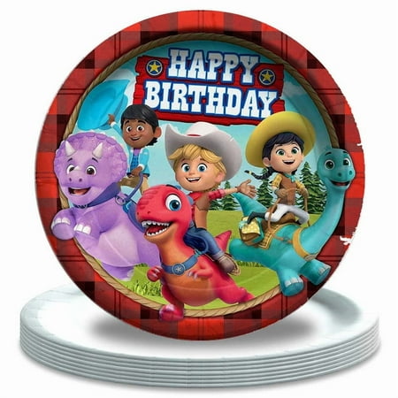 Dino Ranch Paper Plates Birthday Decorations Party Supplies Tableware Disposable Dinnerware