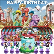 Dino Ranch Birthday Supplies Plates Decorations Decor Backdrop Banner Cake Topper Fans