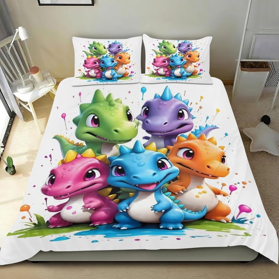 Dino Ranch Themed Bed Sheet Set Three Piece Set 53x79 Inches Comfortable And Skin Friendly Unique Design Creating A Star Studded Night