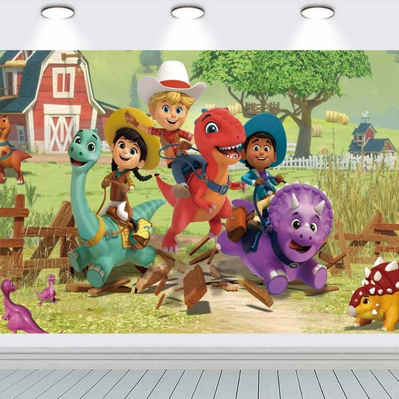 Dino Ranch school Banner Backdrop Background Taspestry Wall Decor Birthday Party Supplies Poster Fans