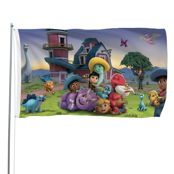 Dino Ranch-themed Printed Flag Perfect gift for fans, friends, and family members, and suitable for indoor and outdoor activities, party decorations.35.4"x59" (90cm150cm)