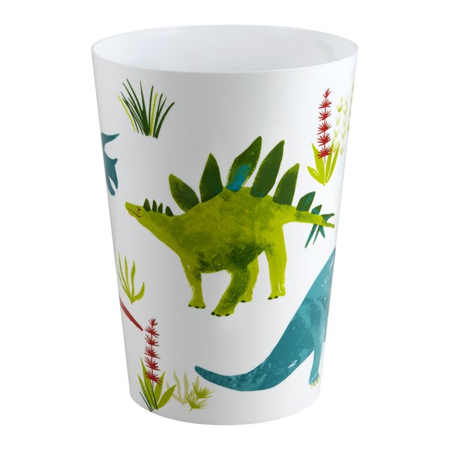 Dino Rounded Decaled Plastic Bathroom Trash Can by Your Zone, Multi
