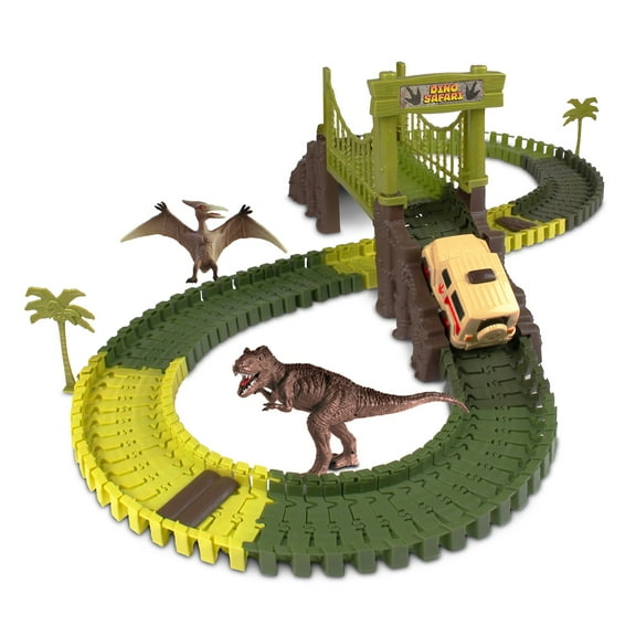 Dino Safari Track Toy Playset W/ Safari Truck, 160 Pieces