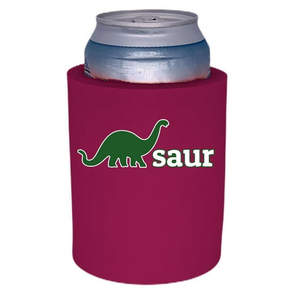 Dino-Saur Thick Foam Old School Can Coolie (Fuchsia)