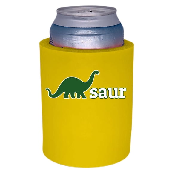 Dino-Saur Thick Foam Old School Can Coolie (Yellow)
