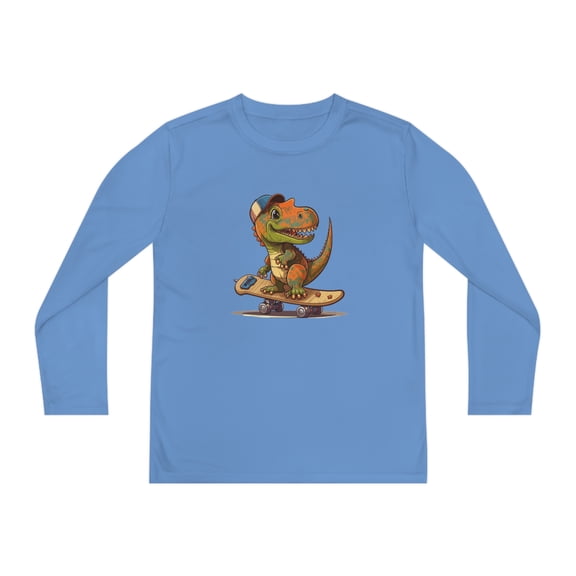 Dino Skateboard Youth Long Sleeve Competitor Tee