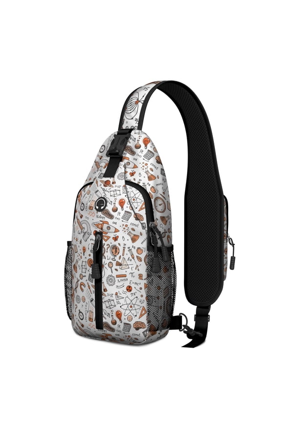 Dino Skeleton Pattern Sling Backpack – Retro Style, Breathable Padding, Anti-theft Design – Fossil Aesthetic Travel Bag