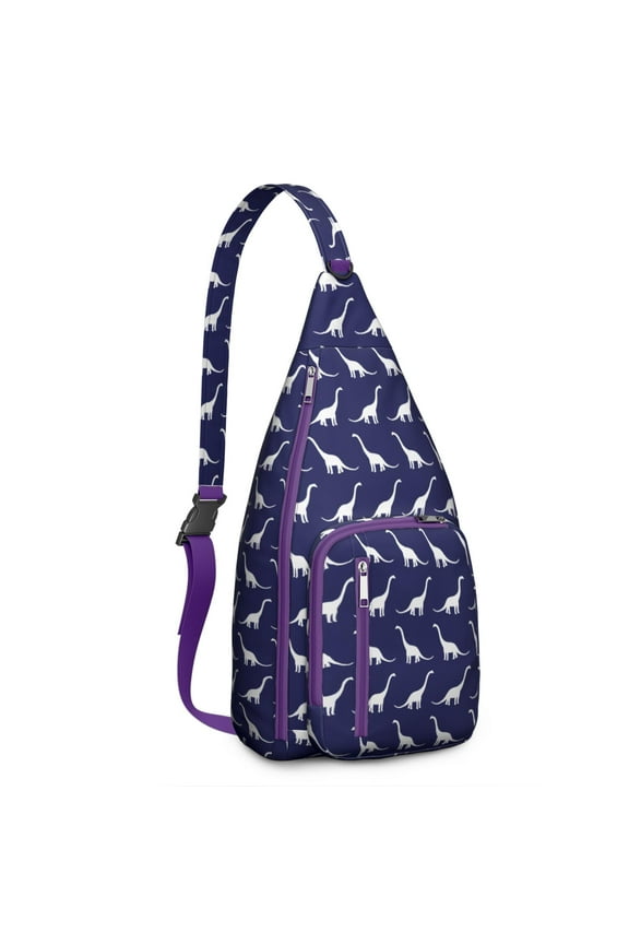 Dino Skeleton Print Sling Backpack - Tactical Shoulder Bag for Men & Women (Durable & Water-Resistant)