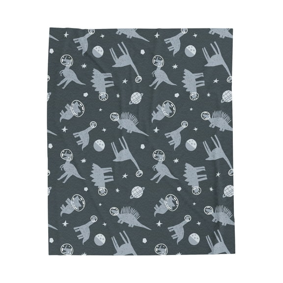 Dino Space Explorer Comforter for Kids, Dinosaur, Dark Grey Background