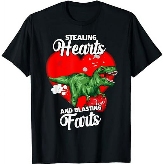 Dino Stealing Hearts And Blasting Farts, Valentine's Day T-Shirt
