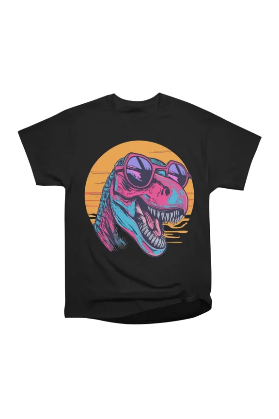 Dino Synthwave T-Shirt Tee Gift For Him Merch For Her Apparel For Friend