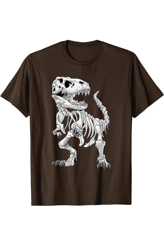Dino T-Rex bones paleontologist Fossil Dinosaur Unisex T-Shirt for Men Women Kids,Dark Chocolate Color,Size 5XL