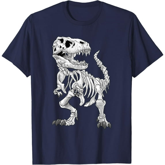 Dino T-Rex bones paleontologist Fossil Dinosaur Unisex T-Shirt for Men Women Kids,Navy Color,Size YS